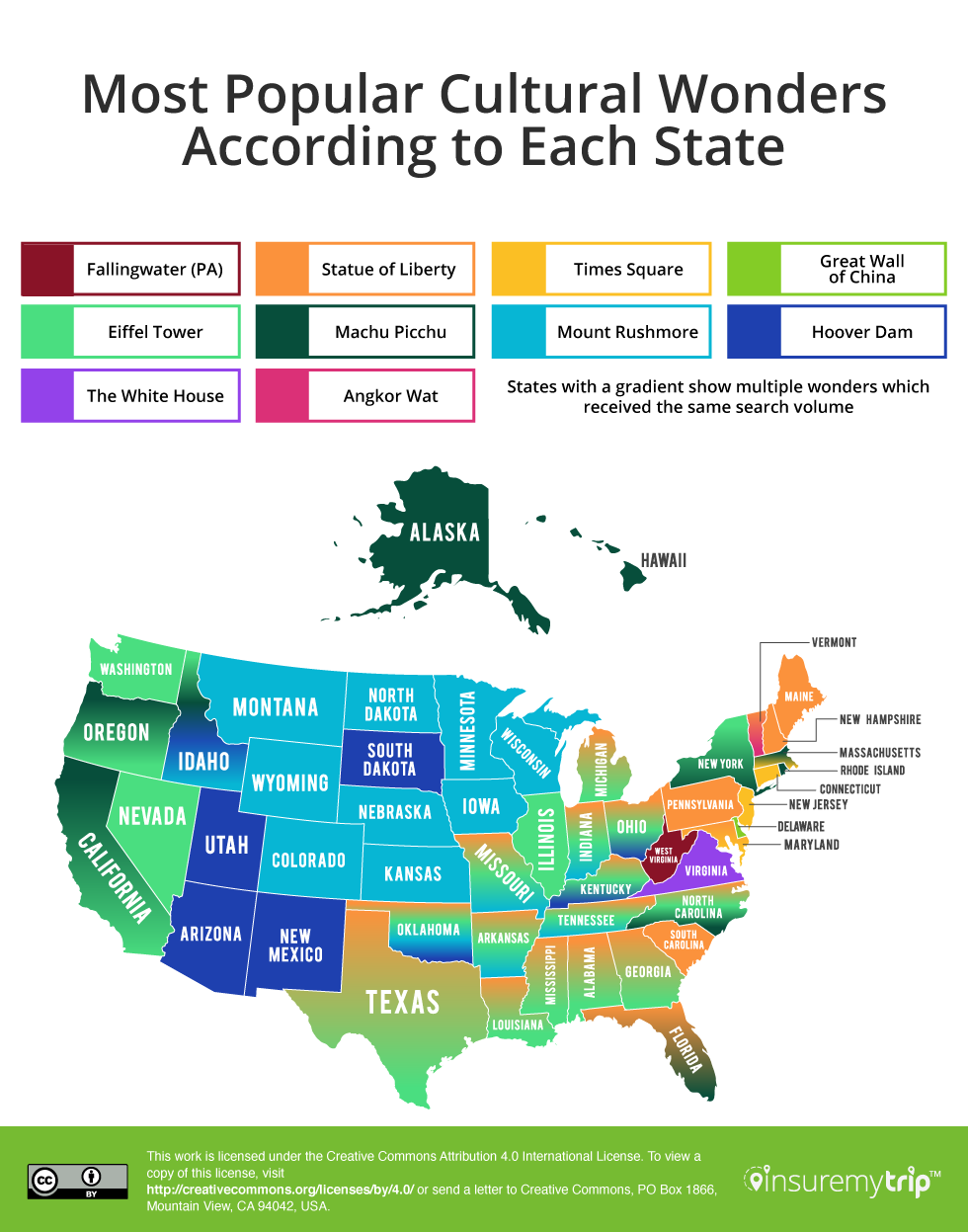 Most Popular Cultural Wonder Ranked by US State