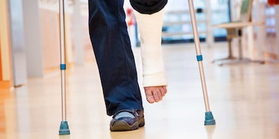 Personal Walking in Hospital with Broken foot and crutches